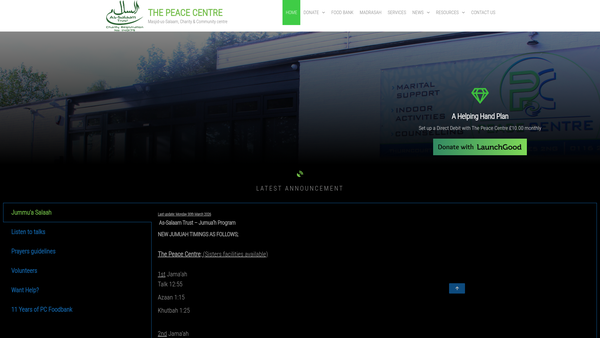 Screenshot of the As-Salaam Trust website