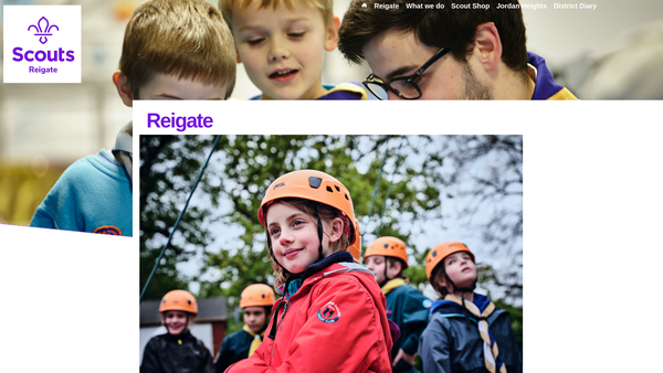 Screenshot of the Reigate District Scout Council website