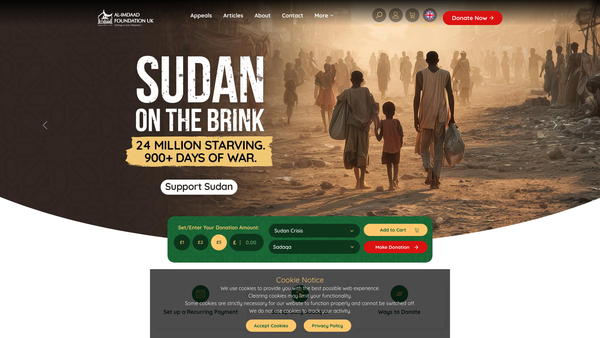 Screenshot of the Al-Imdaad Foundation UK website