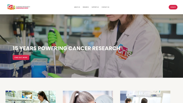 Screenshot of the Cris Cancer Foundation website