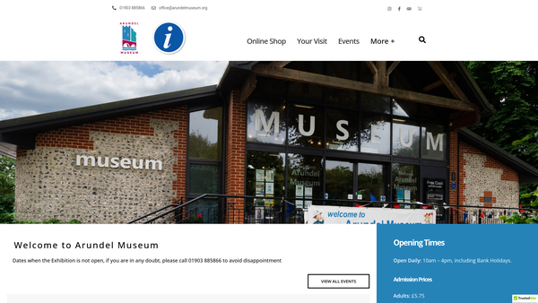 Screenshot of the Arundel Museum Society website