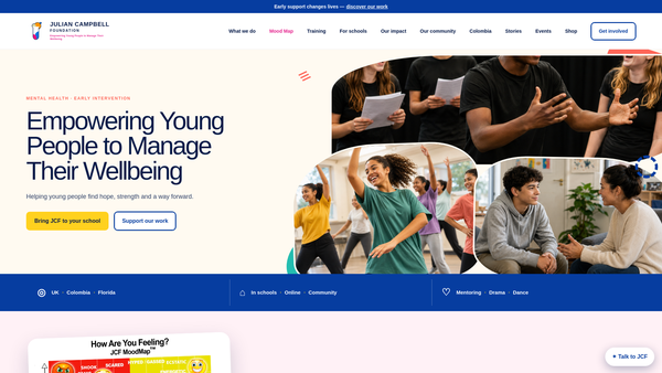 Screenshot of the Julian Campbell Foundation website