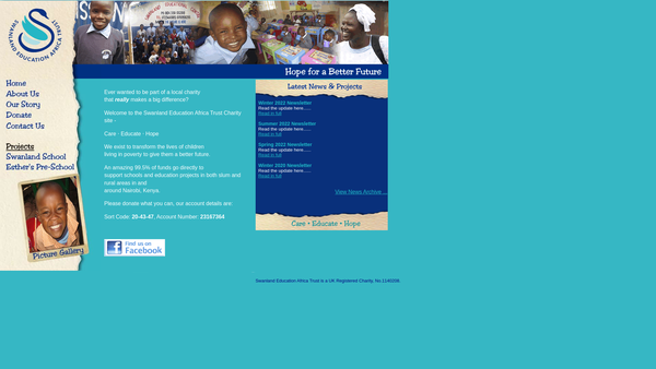 Screenshot of the Swanland Education Africa Trust website
