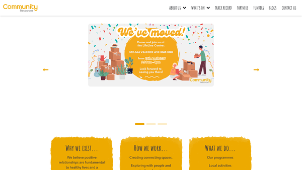Screenshot of the Community Resources For Change website