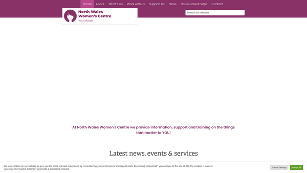 Screenshot of the North Wales Women's Centre website