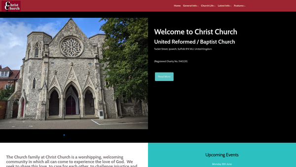 Screenshot of the Christ Church Ipswich website