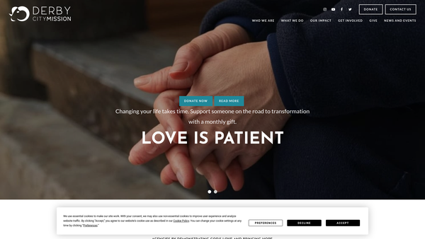 Screenshot of the Derby City Mission Limited website