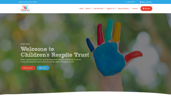 Screenshot of the Children's Respite Trust website