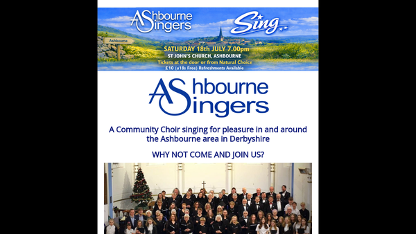Screenshot of the Ashbourne Singers website