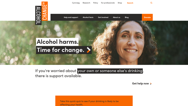 Screenshot of the Alcohol Research UK website