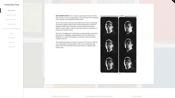 Screenshot of the The Gordon Burn Longformacus Trust website