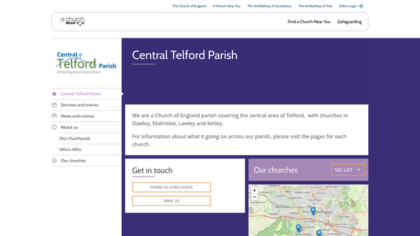 Screenshot of the The Parochial Church Council Of Ecclesiastical Parish Of Central Telford website