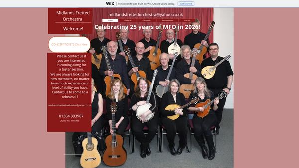 Screenshot of the Midlands Fretted Orchestra (Mfo) website
