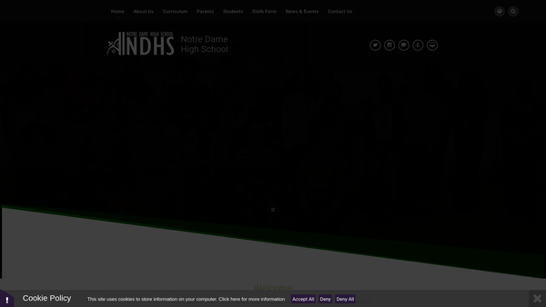 Screenshot of the Notre Dame High School Parents Teachers & Friends Association website