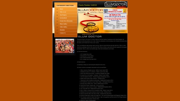 Screenshot of the Slumdoctor Project website