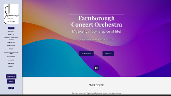 Screenshot of the Farnborough Concert Orchestra website