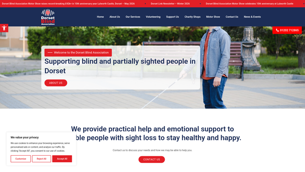 Screenshot of the Dorset Blind Association website