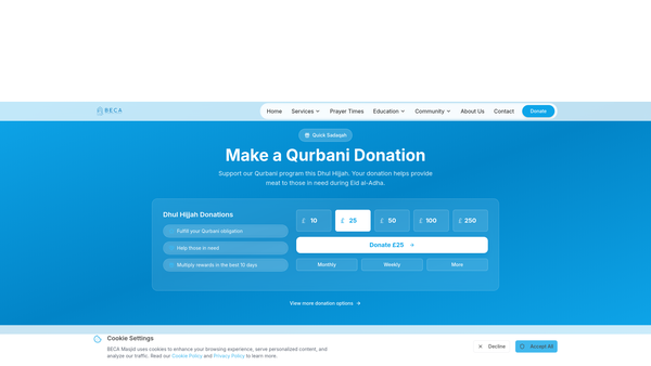 Screenshot of the Barakah Educational And Cultural Association website