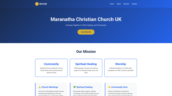 Screenshot of the Maranatha Christian Church UK website
