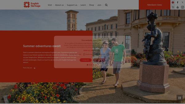 Screenshot of the The English Heritage Trust website
