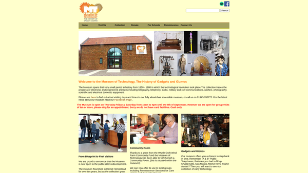 Screenshot of the Museum Of Technology The Great War & Ww11 website