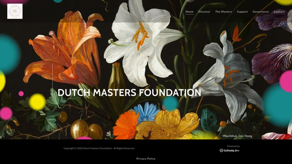 Screenshot of the Dutch Masters Foundation website