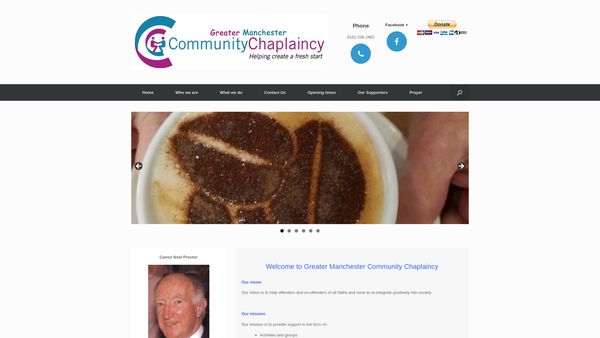Screenshot of the Greater Manchester Community Chaplaincy Ltd website