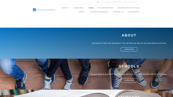 Screenshot of the Oxford Schools Chaplaincy website