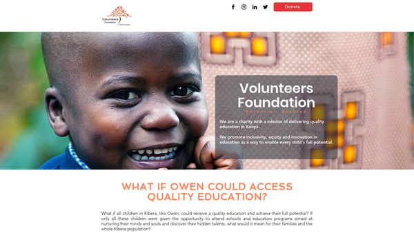 Screenshot of the Volunteers Foundation website