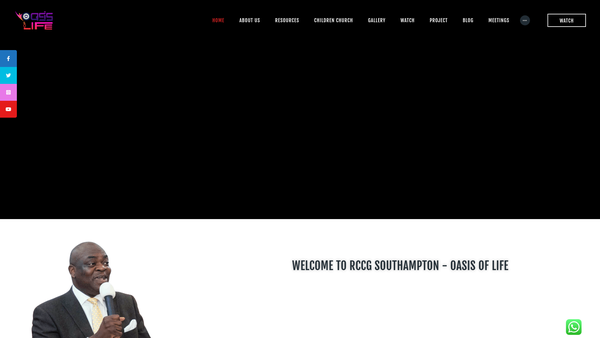 Screenshot of the Redeemed Christian Church Of God: Oasis Of Life Southampton website