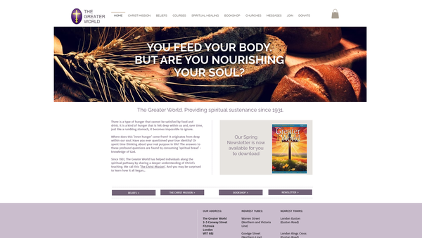 Screenshot of the The Greater World Christian Spiritualist Association website