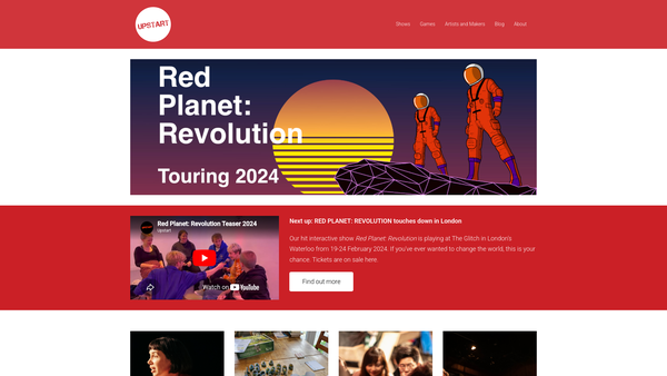 Screenshot of the Upstart Theatre Limited website