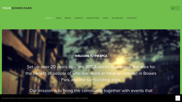 Screenshot of the Bowes Park Community Association website