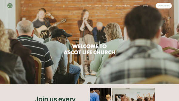 Screenshot of the Ascot Life Church website
