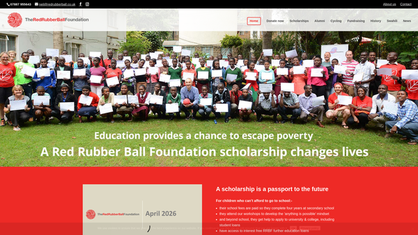 Screenshot of the The Red Rubber Ball Foundation website