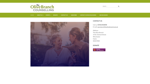Screenshot of the The Olive Branch Counselling Service Limited website