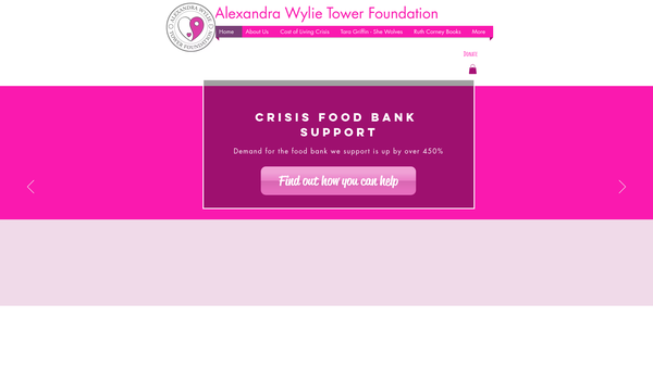 Screenshot of the The Alexandra Wylie Tower Foundation website