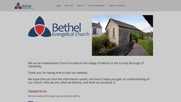 Screenshot of the Bethel Evangelical Church, Nelson website