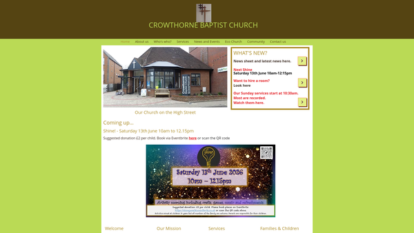 Screenshot of the Crowthorne Baptist Church website