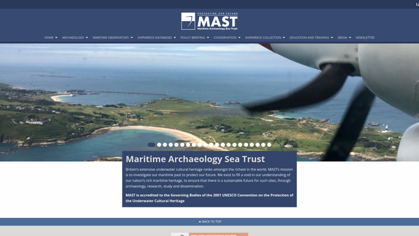 Screenshot of the Maritime Archaeology Sea Trust website