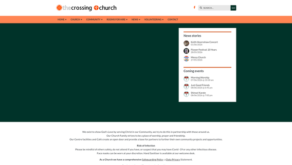 Screenshot of the The Crossing Church (Methodist & United Reformed) website