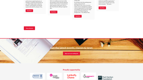 Screenshot of the Arts At The Old Fire Station website