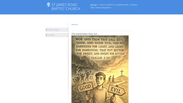 Screenshot of the St James Road Baptist Church, Watford website