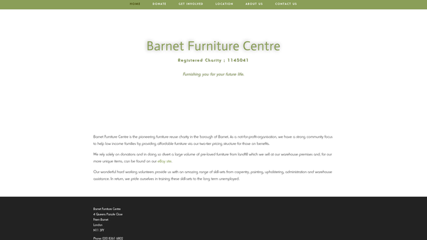 Screenshot of the Barnet Reuse Centre Limited website