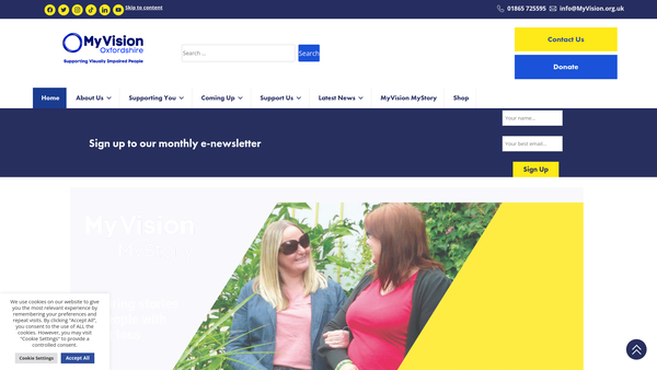 Screenshot of the Myvision Oxfordshire website