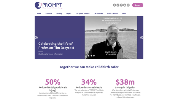 Screenshot of the The Prompt Maternity Foundation website