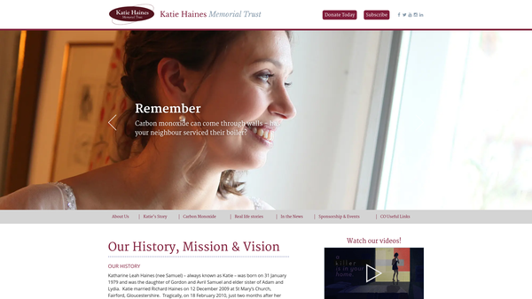 Screenshot of the The Katie Haines Memorial Trust website