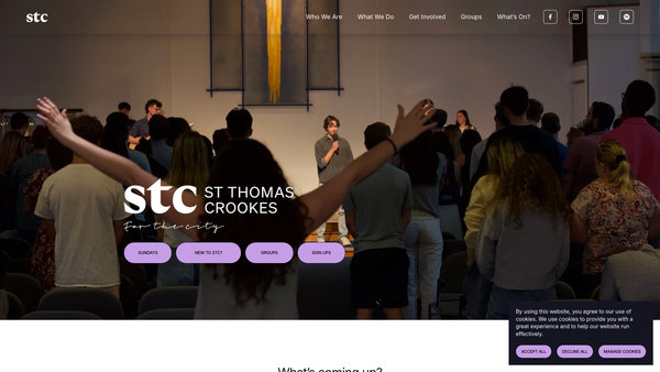 Screenshot of the St Thomas Crookes website