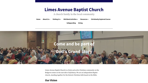 Screenshot of the Limes Avenue Baptist Church website