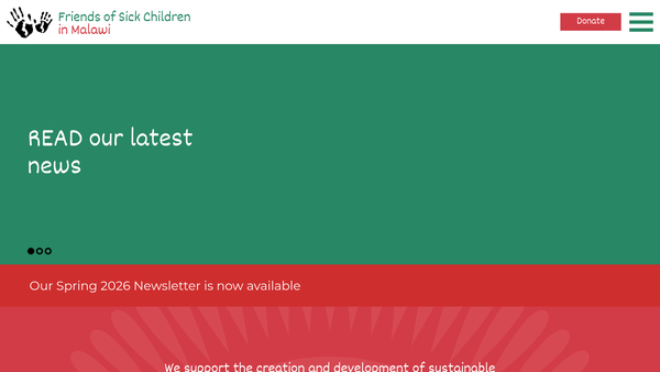 Screenshot of the Friends Of Sick Children In Malawi website